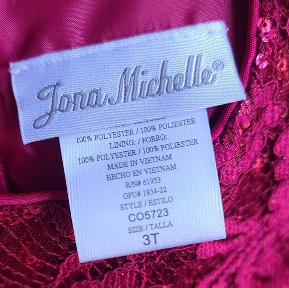 NWOT 3T Toddler Girl's Holidays Maroon Sparkling Dress With Belt - Picture 5 of 8